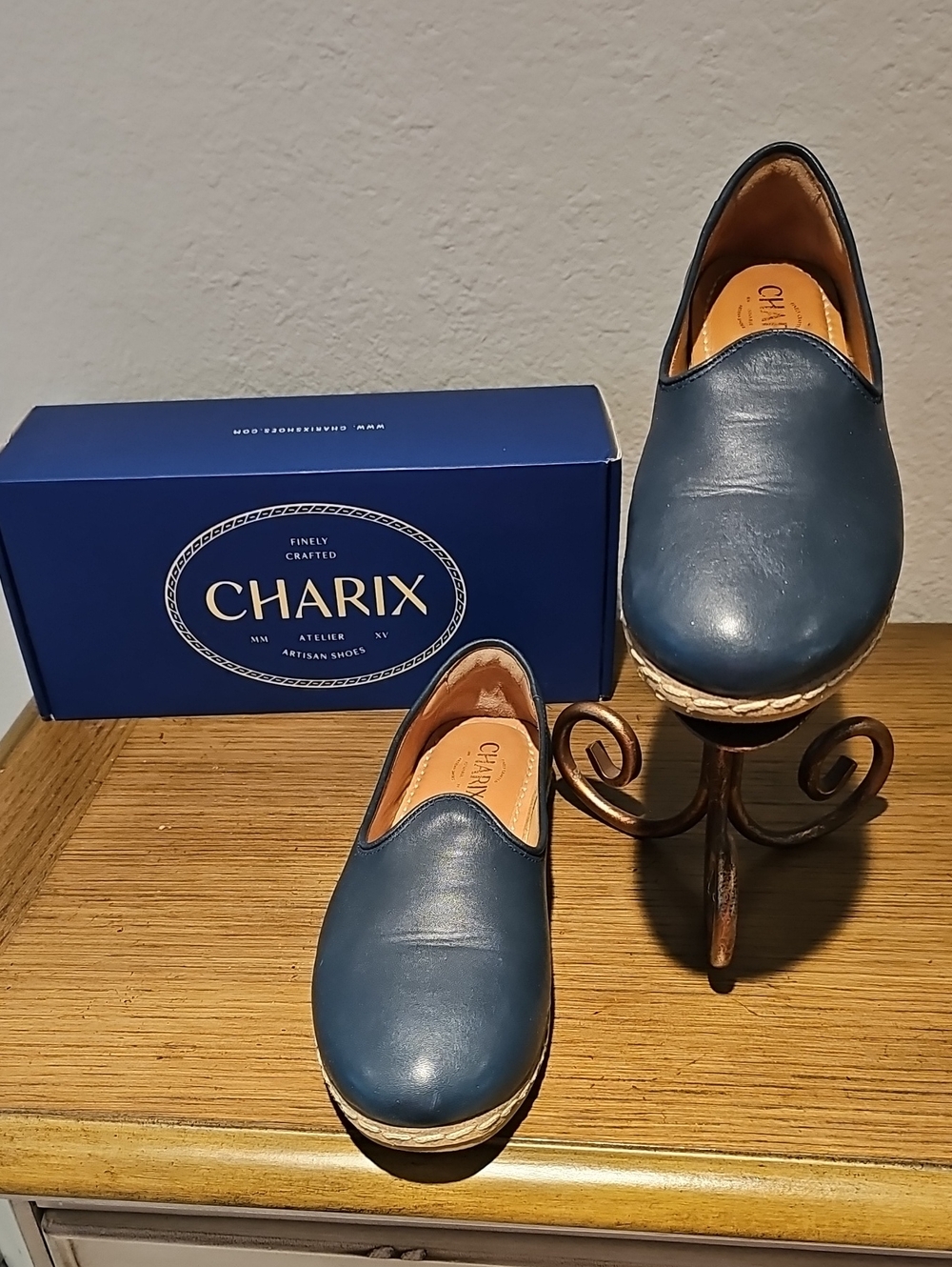 CHERIX Navy Blue Loafers, Size 8 (Eu) 38
